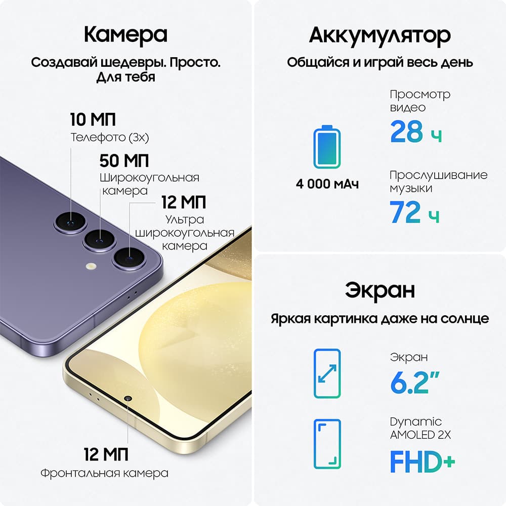 Смартфон Samsung Galaxy S24 256Gb, черный оникс (РСТ)— фото №3