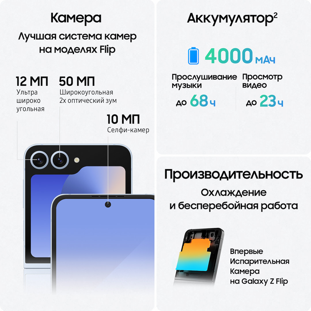 Смартфон Samsung Galaxy Z Flip6 512Gb, голубой (РСТ)— фото №4