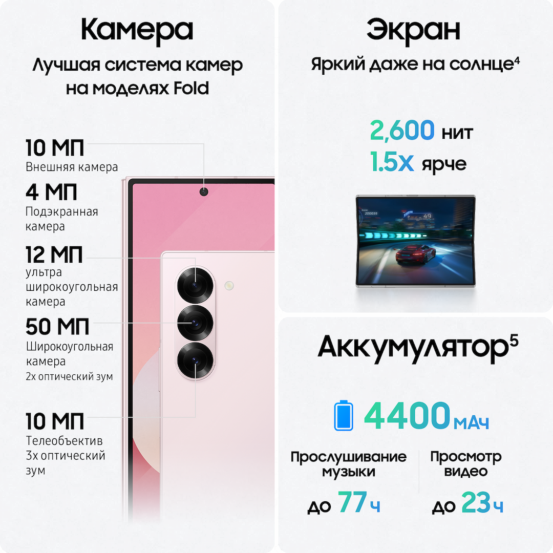 Смартфон Samsung Galaxy Z Fold6 256Gb, розовый (РСТ)— фото №5