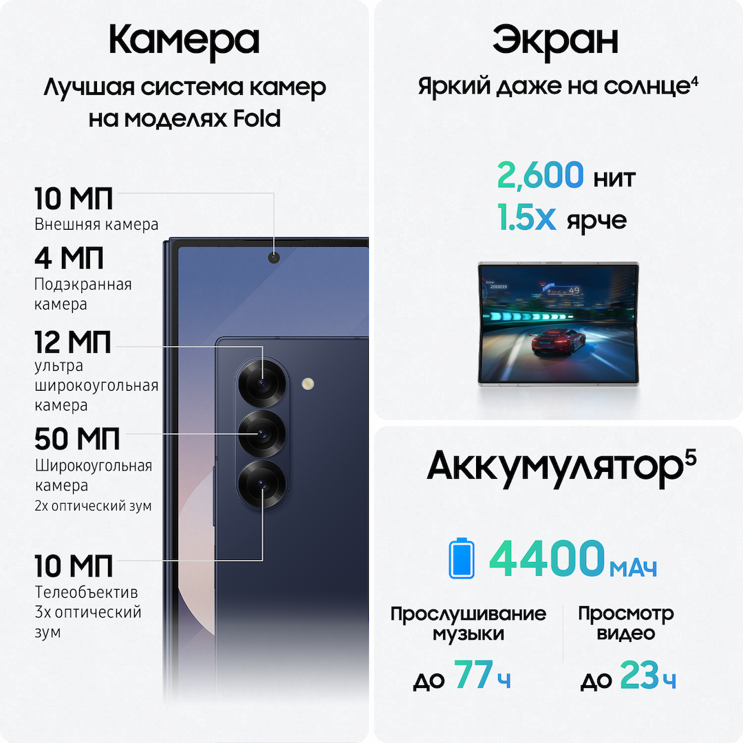 Смартфон Samsung Galaxy Z Fold6 512Gb, синий (РСТ)— фото №5