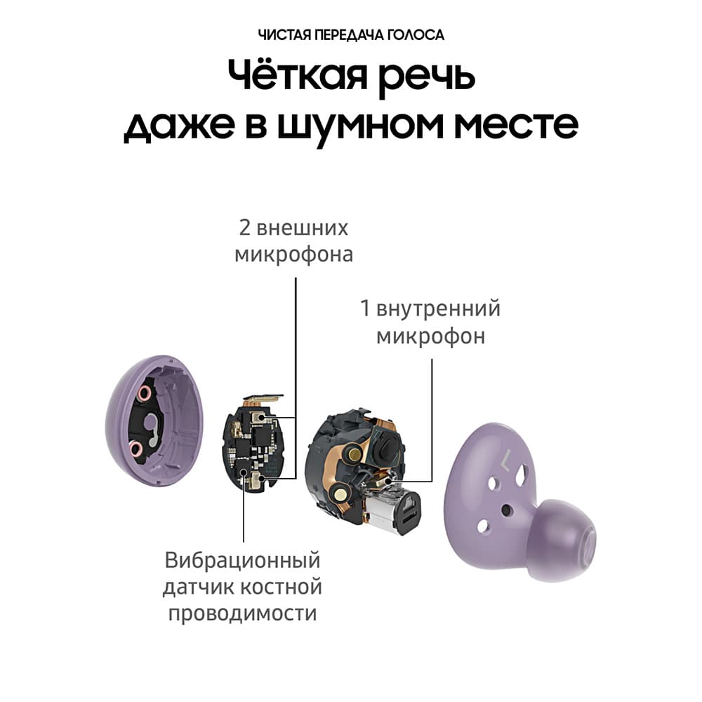 Беспроводные наушники Samsung Galaxy Buds2, фиолетовый (РСТ)— фото №7